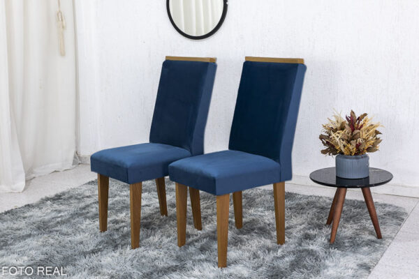 2 Cadeira Lunara Veludo Azul Rufato